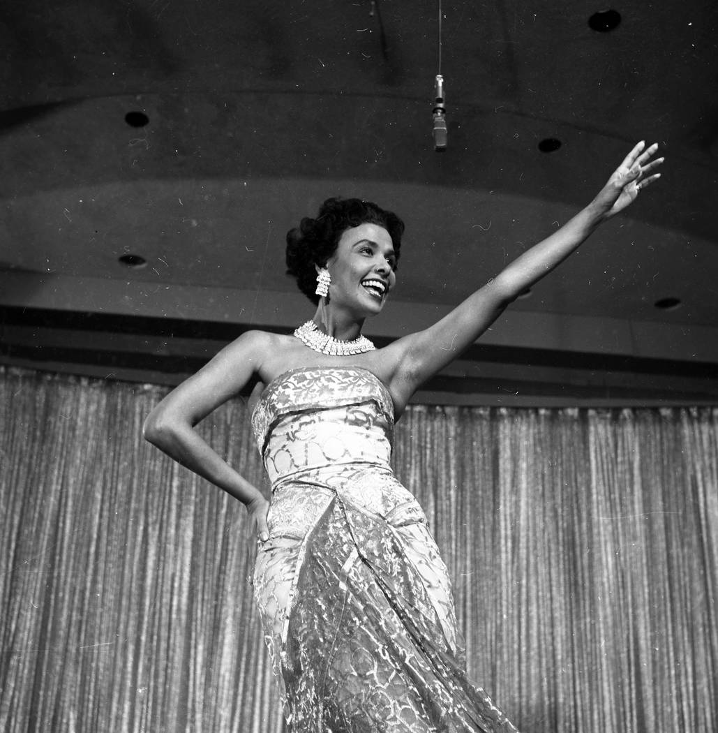 Lena Horne performs at the Sands hotel-casino in Las Vegas in June 1955. (FILE/Las Vegas News Bureau)