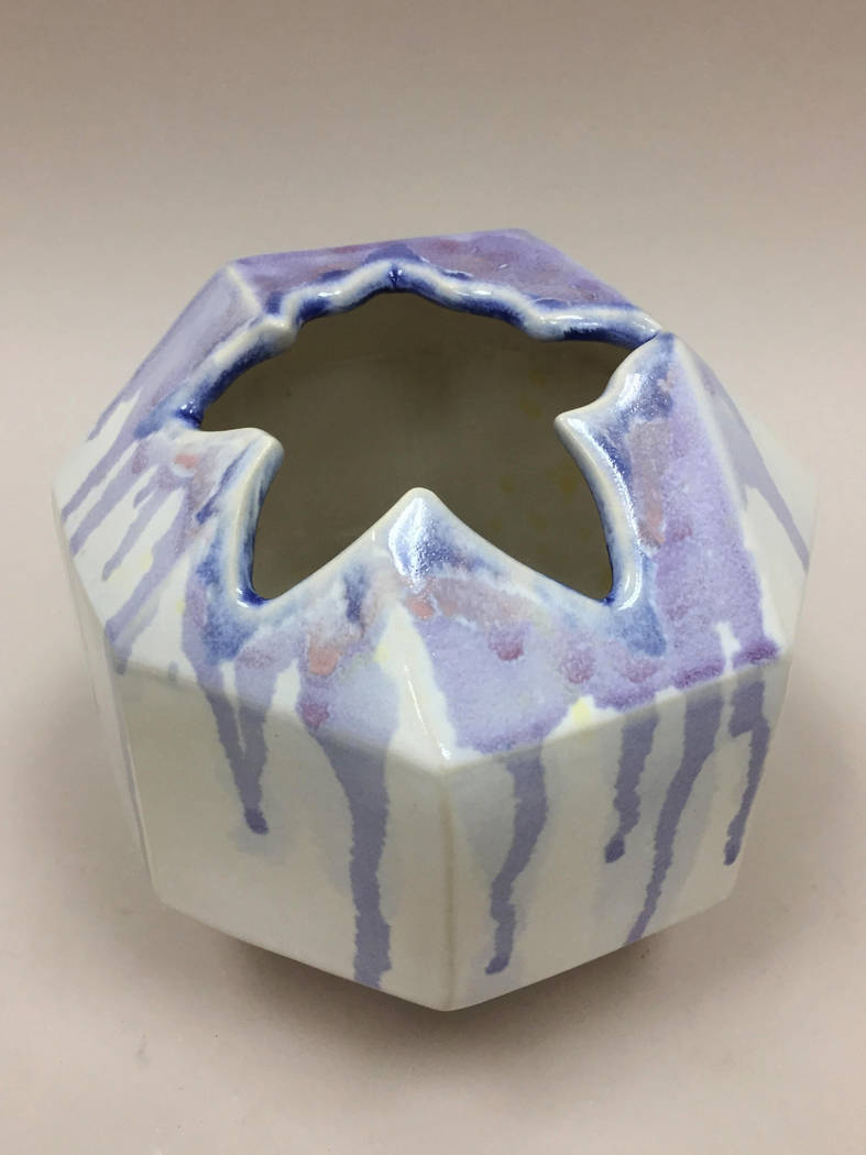 Ben Johnsen, Rhombicuboctahedron Columbine Vase, ceramic, 7"x7"x7", 2017 (CSN Art & Art History Faculty Exhibition)