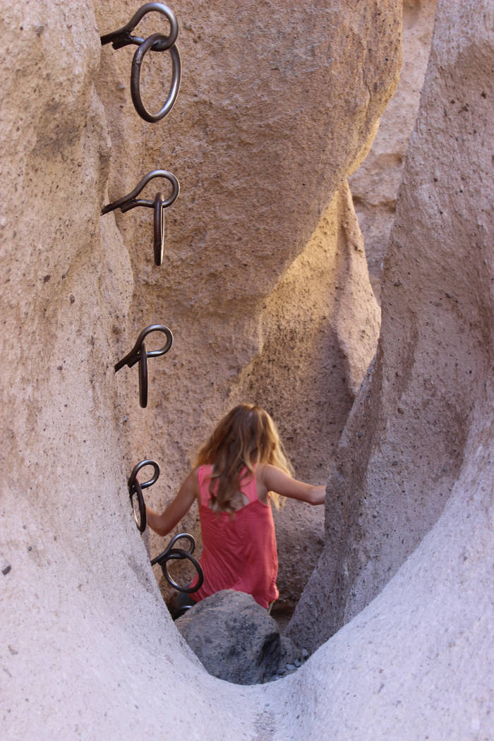 The Bureau of Land Management installed these ringbolts more than 35 years ago to aid hikers traveling through the canyon. (Deborah Wall/Las Vegas Review-Journal)