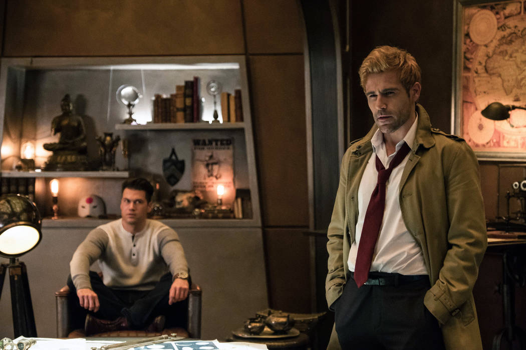 DC's Legends of Tomorrow -- "Daddy Darhkest" -- Image Number: LGN310a_0453b.jpg -- Pictured (L-R): Nick Zano as Nate Heywood/Steel and Matt Ryan as Constantine -- Photo: Jeff Weddell/The CW -- © ...