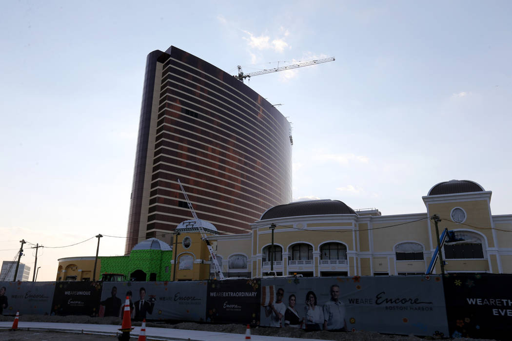 Encore Boston Harbor in Everett, Mass., under construction, Aug. 24, 2018. The resort, scheduled to open in June, will have 671 rooms including 104 suites. (K.M. Cannon/Las Vegas Review-Journal) @ ...