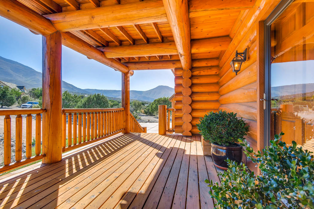 From the deck the homeowners say they can see wild horses and elk. (Mt. Charleston Realty)