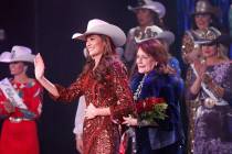 Miss Rodeo Mississippi Taylor McNair, second from left, waves to the crowd with Kiki Shumway, e ...