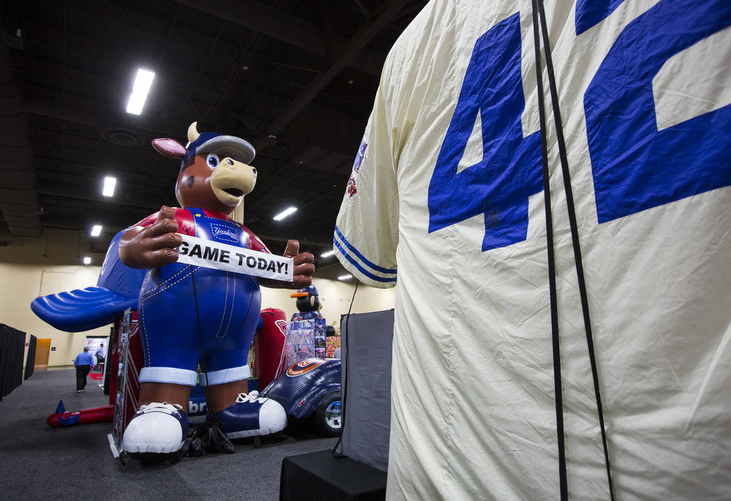 Inflatable displays during the baseball trade show at Major League Baseball's winter meetings at Mandalay Bay in Las Vegas on Tuesday, Dec. 11, 2018. Chase Stevens Las Vegas Review-Journal @csstev ...