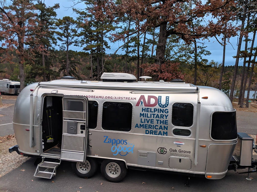The Airstream vehicle used by Phil and Jennifer Randazzo is seen in November at Mountain Pine, Ark., about 300 miles northeast of Dallas. (Phil Randazzo)
