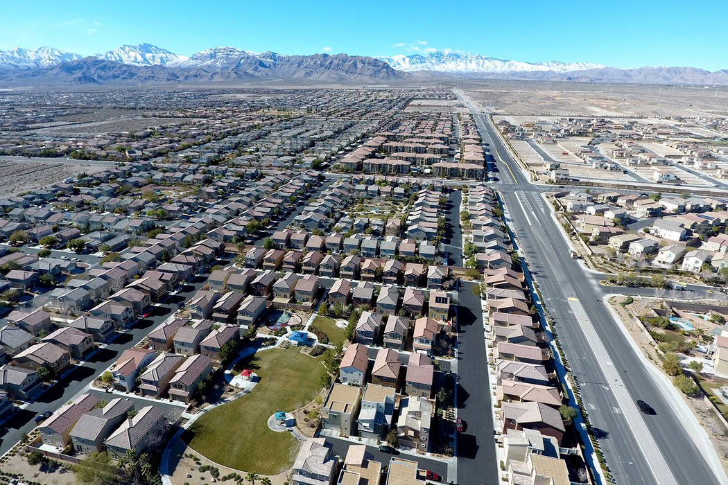 Aerial view of the Brookhaven housing development in northwest Las Vegas near Grand Teton Drive and Tee Pee Lane on Wednesday, January 26, 2017. (Michael Quine/Las Vegas Review-Journal) @Vegas88s