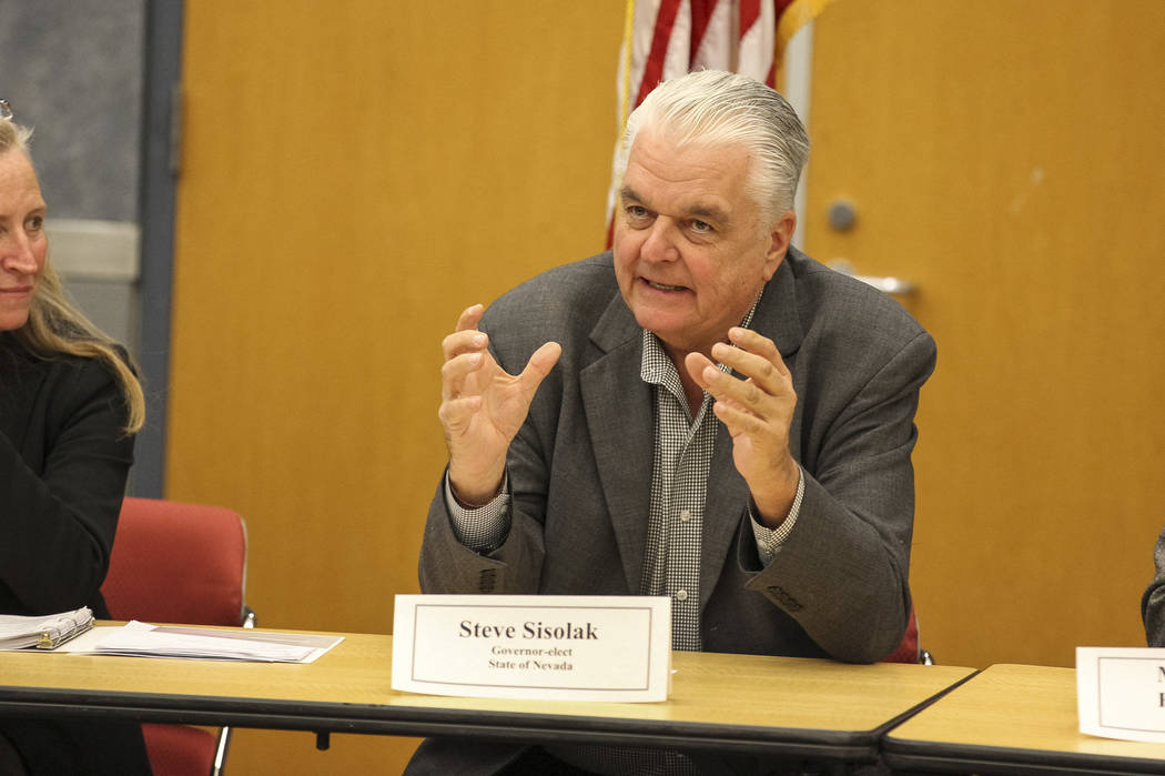 Gov.-elect Steve Sisolak speaks during a roundtable titled "A Healthy Nevada for All." at the National Atomic Testing Museum in Las Vegas on Friday, Dec. 14, 2018. Richard Brian Las Vegas Review-J ...