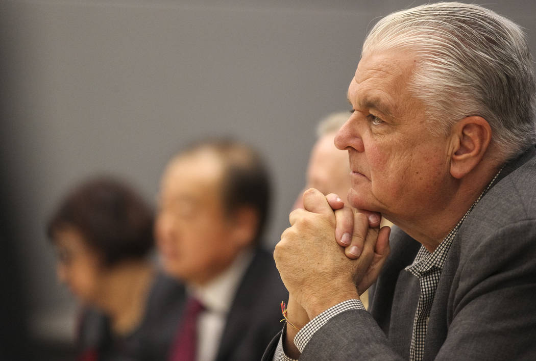 Gov.-elect Steve Sisolak listens in during a roundtable titled "A Healthy Nevada for All." at the National Atomic Testing Museum in Las Vegas on Friday, Dec. 14, 2018. Richard Brian Las ...