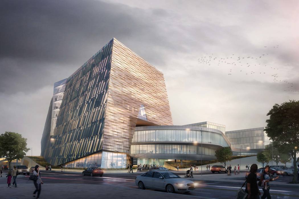 Preliminary architectural rendering for the UNLV Medical School building. (UNLV)