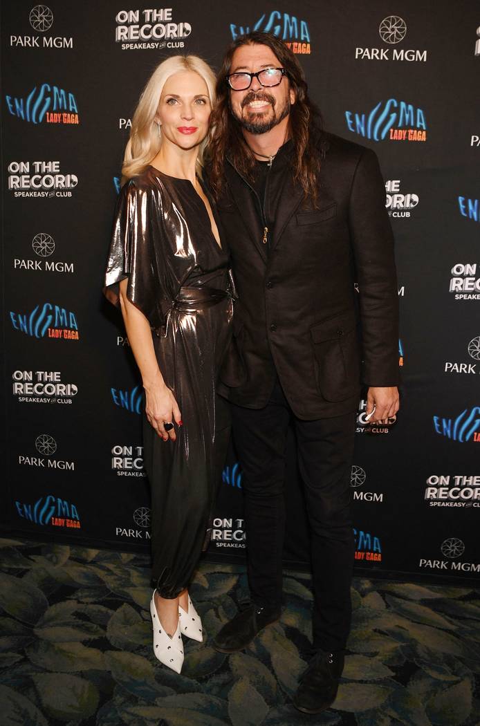 Jordyn Blum and Dave Grohl arrive at Lady Gaga's residency after-party at On The Record Speakeasy And Club at Park MGM .on December 28, 2018 in Las Vegas, Nevada. (Photo by Denise Truscello/Getty ...