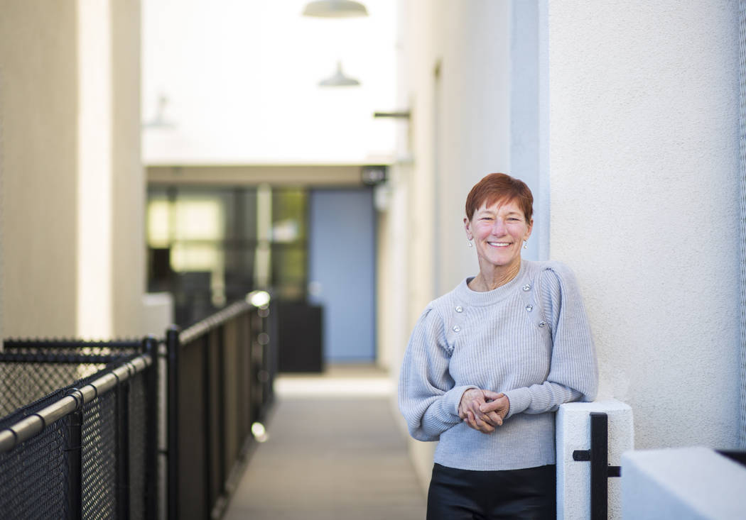 Beverly Rogers poses for a portrait at The Lucy, a multipurpose creative residency created by Rogers that will also be the home to the Writers Block bookstore, in downtown Las Vegas on Wednesday, ...