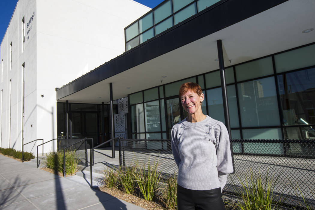 Beverly Rogers poses for a portrait at The Lucy, a multipurpose creative residency created by Rogers that will also be the home to the Writers Block bookstore, in downtown Las Vegas on Wednesday, ...