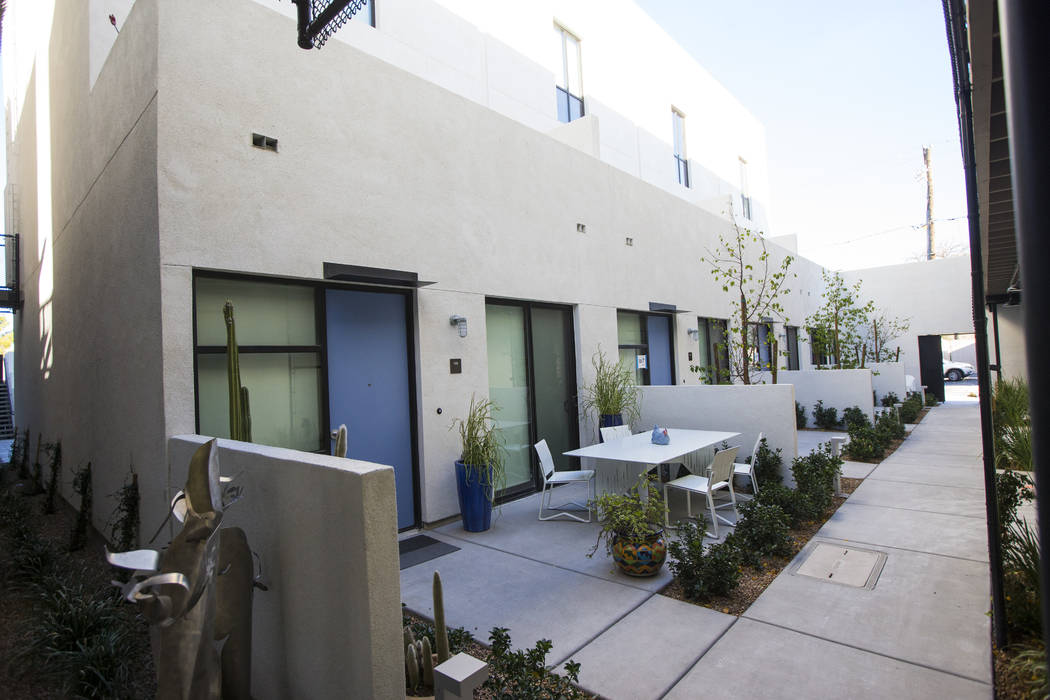 A view of residential units at The Lucy, a multipurpose creative residency created by Beverly Rogers that will also be the home to the Writers Block bookstore, in downtown Las Vegas on Wednesday, ...