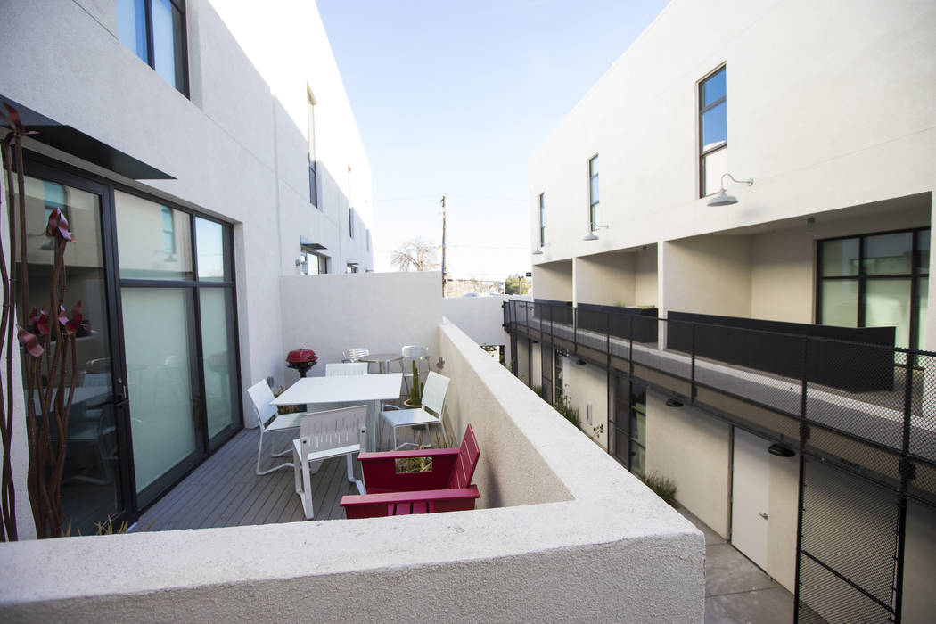 A view of residential units at The Lucy, a multipurpose creative residency created by Beverly Rogers that will also be the home to the Writers Block bookstore, in downtown Las Vegas on Wednesday, ...