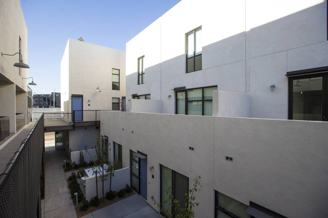 A view of residential units at The Lucy, a multipurpose creative residency created by Beverly Rogers that will also be the home to the Writers Block bookstore, in downtown Las Vegas on Wednesday, ...