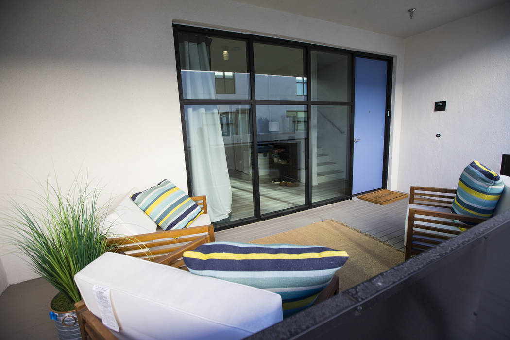 A view of a residential unit at The Lucy, a multipurpose creative residency created by Beverly Rogers that will also be the home to the Writers Block bookstore, in downtown Las Vegas on Wednesday, ...