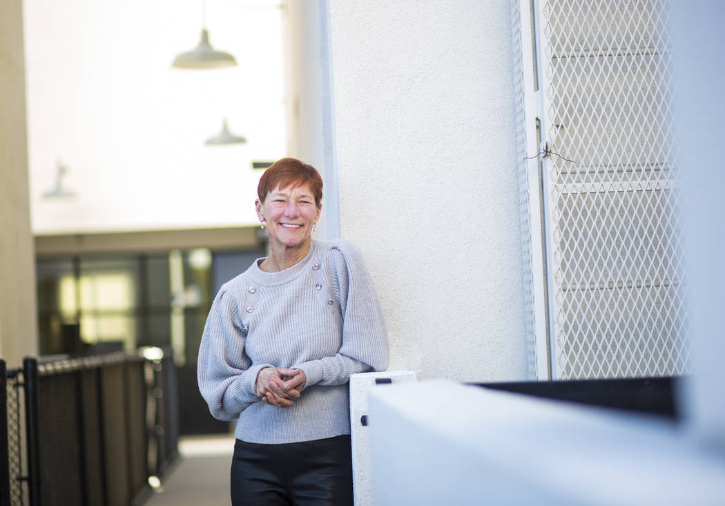 Beverly Rogers poses for a portrait at The Lucy, a multipurpose creative residency created by Rogers that will also be the home to the Writers Block bookstore, in downtown Las Vegas on Wednesday, ...