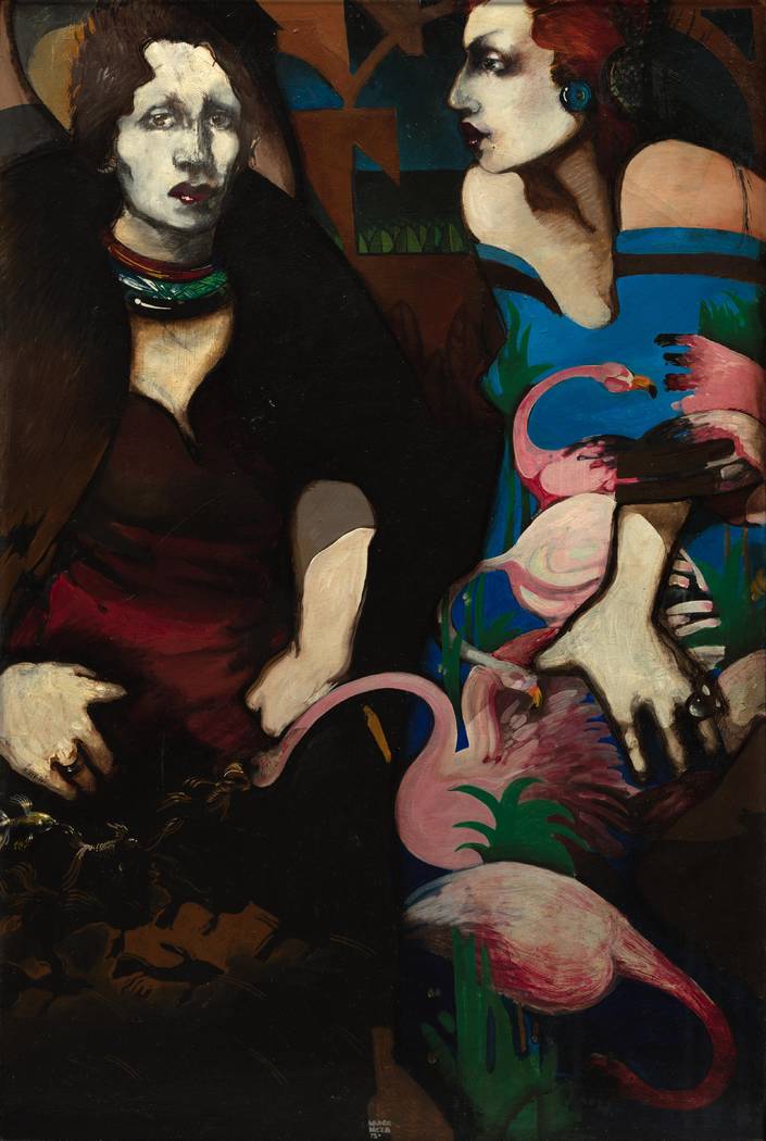 Mundo Meza, Sweet, 1975. Acrylic on canvas, 56 x 37 in. (142.2 x 94 cm). Partial gift of Dorothy A., Marie E., and Emily A. Shelley. ONE National Gay & Lesbian Archives at the USC Libraries. Court ...