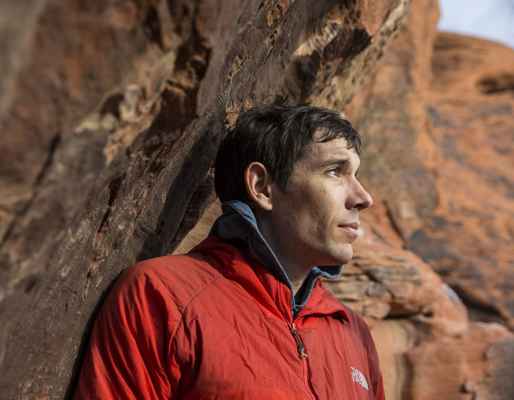 Alex Honnold at The Gallery at Red Rock Canyon on Monday, Dec. 17, 2018, in Las Vegas. Honnold, arguably the best rock climber in the world, solo climbed El Capitan, a 3,000-foot granite wall in Y ...