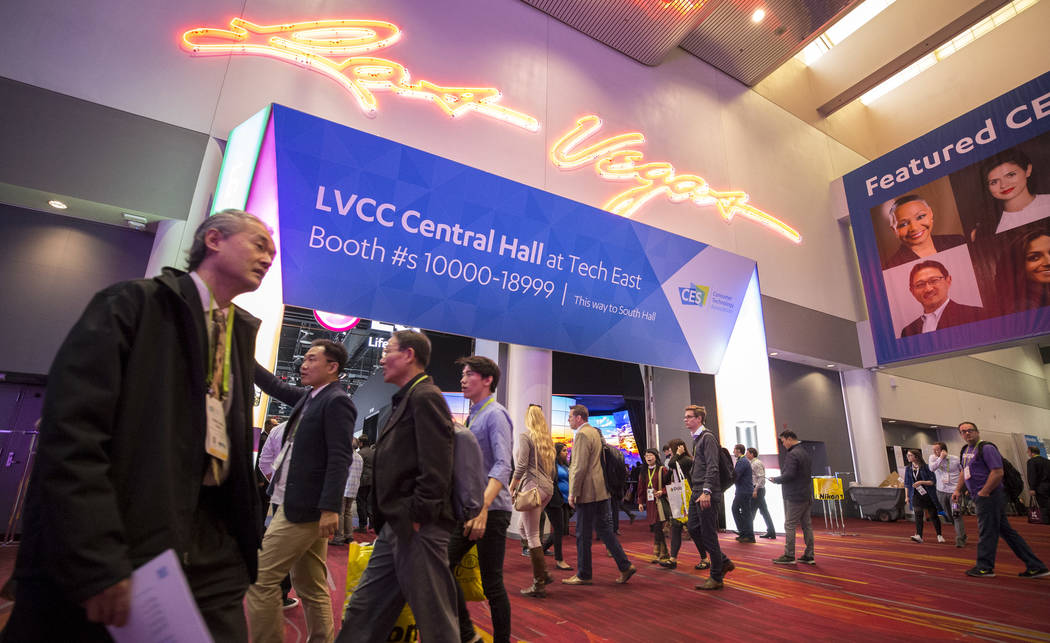 Attendees walk through the Central Hall at CES in Las Vegas on Friday, Jan. 12, 2018. Richard Brian Las Vegas Review-Journal @vegasphotograph