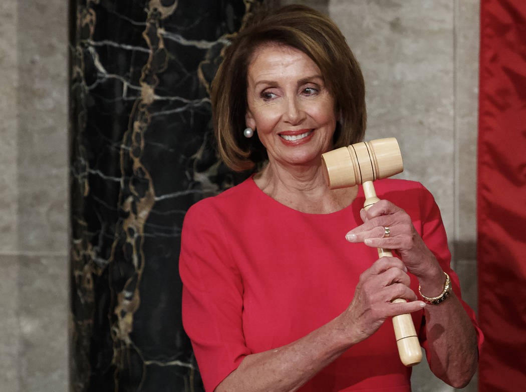 House Speaker Nancy Pelosi of California holds the gavel after at the Capitol in Washington, Thursday, Jan. 3, 2019. (AP Photo/Carolyn Kaster)