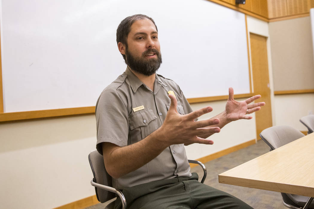 Patrick Taylor, a spokesman for Death Valley National Park, talks about the current state of the park during the partial government shutdown during an interview at the Furnace Creek Visitor Center ...