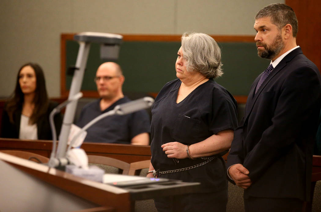 Former Nevada guardian April Parks stand with her attorney Anthony Goldstein at her sentencing at the Regional Justice Center in Las Vegas Friday, Jan. 4, 2019. K.M. Cannon Las Vegas Review-Journa ...