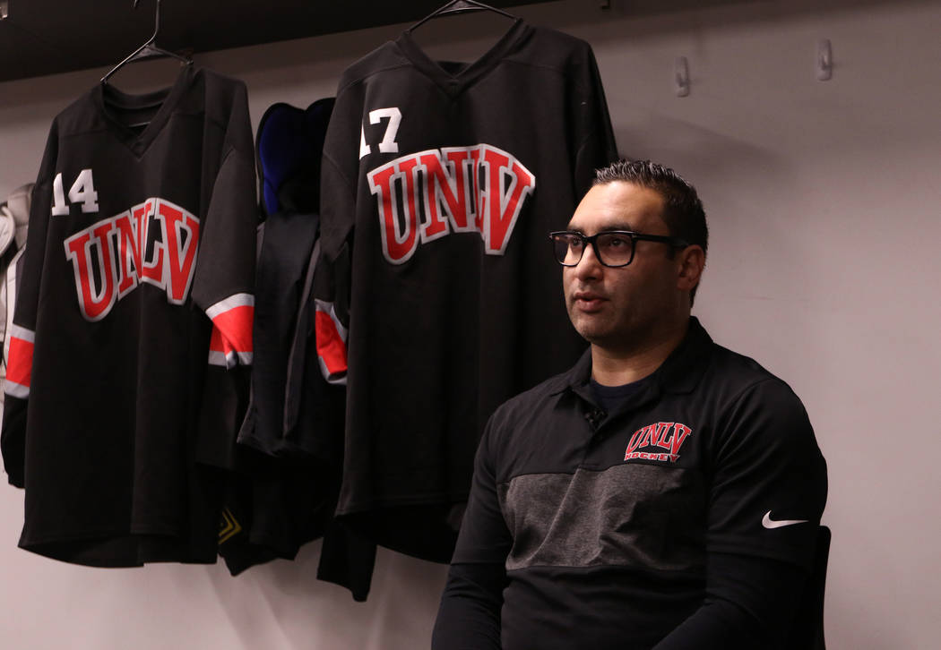 The UNLV hockey team practices at City National Arena in Las Vegas, Friday,  Jan. 4, 2019. Erik Verduzco Las Vegas Review-Journal @Erik_Verduzco