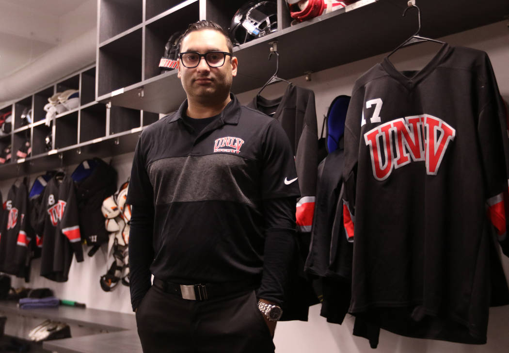 The UNLV hockey team practices at City National Arena in Las Vegas, Friday,  Jan. 4, 2019. Erik Verduzco Las Vegas Review-Journal @Erik_Verduzco