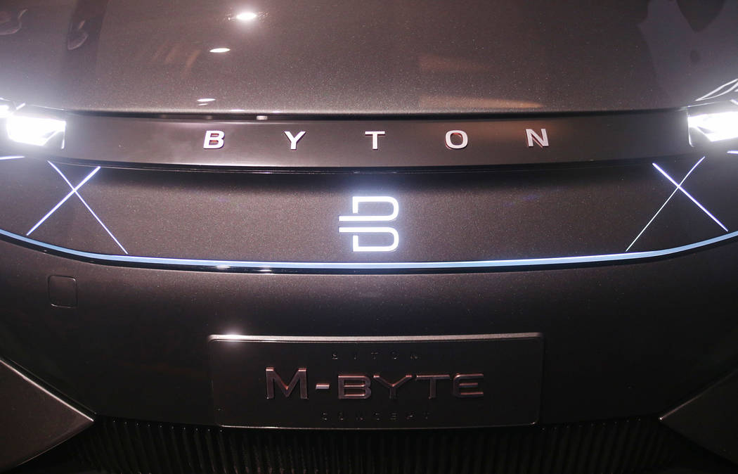 A Byton fully electric M-Byte SUV at a CES event for media prefacing the tech mega-conference at Mandalay Bay in Las Vegas, Sunday, Jan. 6, 2019. Rachel Aston Las Vegas Review-Journal @rookie__rae