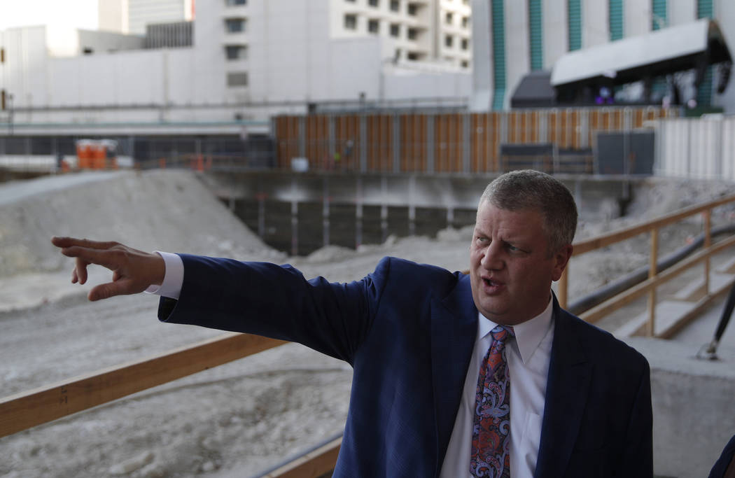 Co-owner Derek Stevens gives a tour of land where a planned casino-resort is scheduled to open in 2020 in Las Vegas on Dec. 17, 2018. The entertainment district of downtown Las Vegas will see its ...