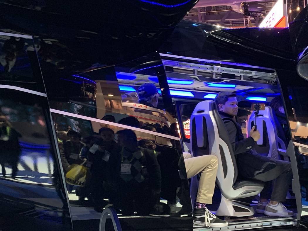Bell's "Bell Nexus" air taxi is roughly the same size as a traditional helicopter and can fit up to four passengers. (Mick Akers/Las Vegas Review-Journal)