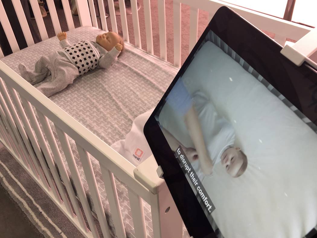 A screen shows off technology from baby monitor company Nanit on Tuesday, January 8 at CES 2019. The breathing wear will be on the market in the U.S. and Canada in March. (Bailey Schulz/Las Vegas ...