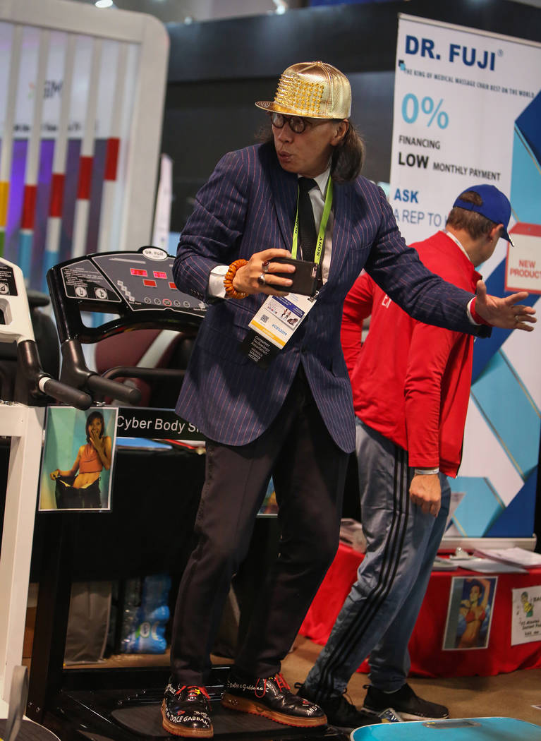 Dr. Fuji shows off his Cyber Body Slimmer at the Las Vegas Convention  Center during the third day of CES in Las Vegas, Thursday, Jan. 10, 2019.  Caroline Brehman/Las Vegas Review-Journal