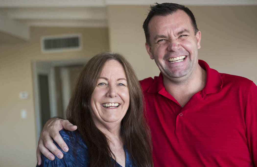 Michael Russell with his mother, Jill Drysdale, at their home in Las Vegas, Friday, Jan. 11, 2019. When Michael was young, his father died, pushing his already rebellious streak into drug addictio ...