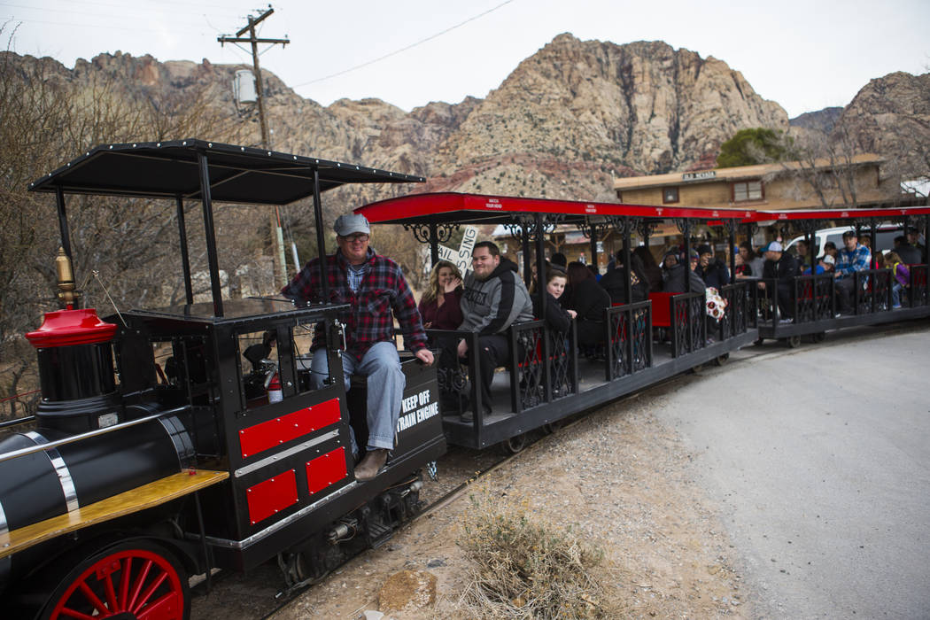 Visitors enjoy a train ride at Bonnie Springs Ranch outside of Las Vegas on Saturday, Jan. 12, 2019. The ranch is under contract to be sold and demolished for luxury home lots. Chase Stevens Las V ...
