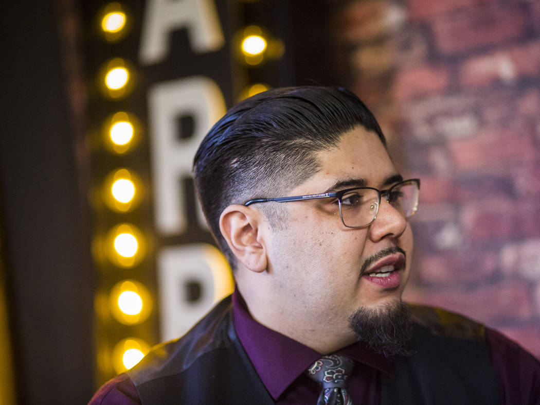 Speakeasy Barbershop owner Andres Dominguez talks about his business at the El Cortez in downtown Las Vegas on Tuesday, Jan. 15, 2019. Dominguez's grandfather worked at the barbershop starting in ...