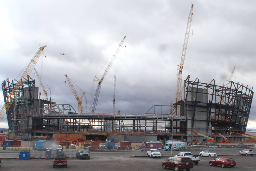 The construction site for the future Raiders stadium photographed on Thursday, Jan. 17, 2019, in Las Vegas. Bizuayehu Tesfaye/Las Vegas Review-Journal @bizutesfaye