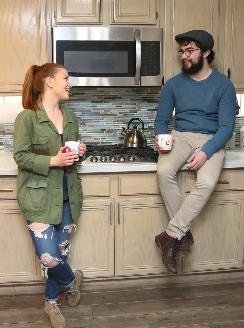 Emma Gould, 22, left, and her fiance Alex Weisz, 22, at their Summerlin home on Tuesday, Jan. 22, 2019, in Las Vegas. Weisz and Gould moved from Los Angeles and bought their home in May 2018. (Biz ...