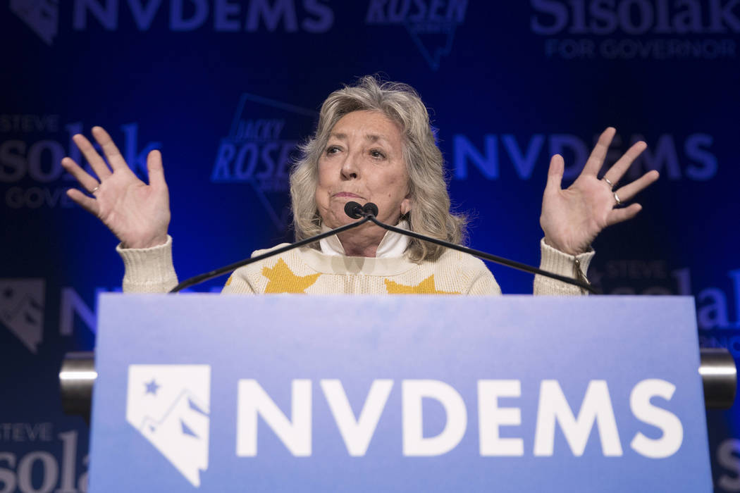 Congresswoman Dina Titus speaks during an election night event hosted by the Nevada Democrats on Tuesday, November 6, 2018, at Caesars Palace, in Las Vegas. Benjamin Hager Las Vegas Review-Journal