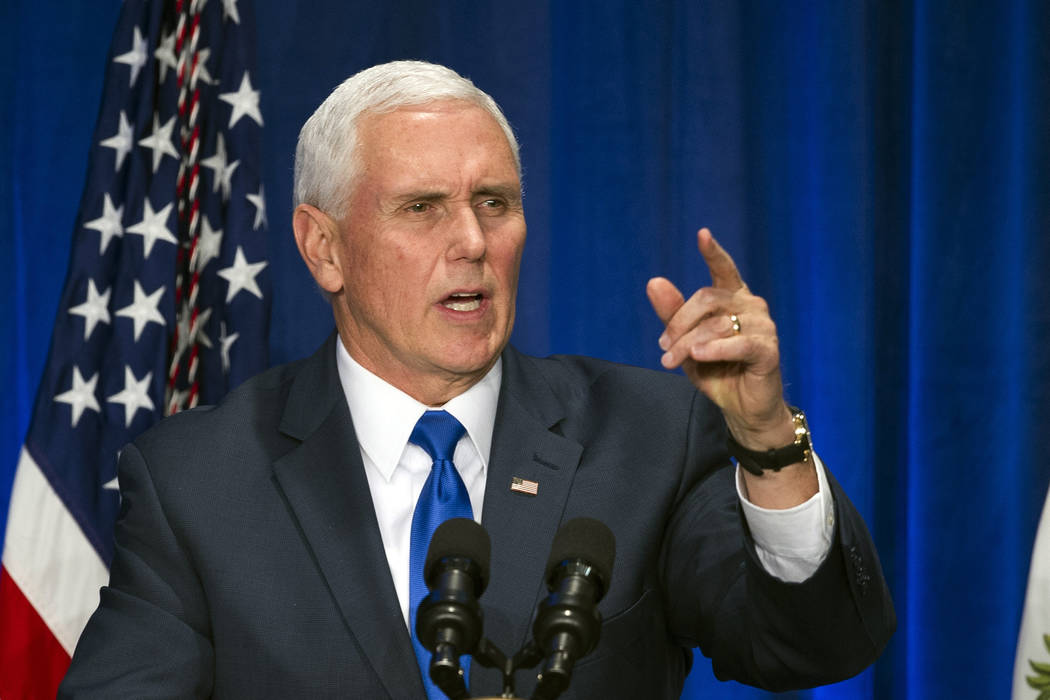 Vice President Mike Pence speaks at 2019 March for Life dinner in Washington, Friday, Jan. 18, 2019. (AP Photo/Cliff Owen)