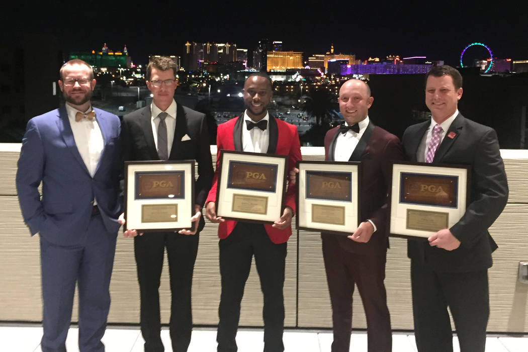 UNLV Professional Golf Management are making a positive difference in the Las Vegas golf industry including Landon Nelson, Matt Henderson, Kendall Murphy, Zach Fahmie and Dr. Chris Cain. Photo by ...