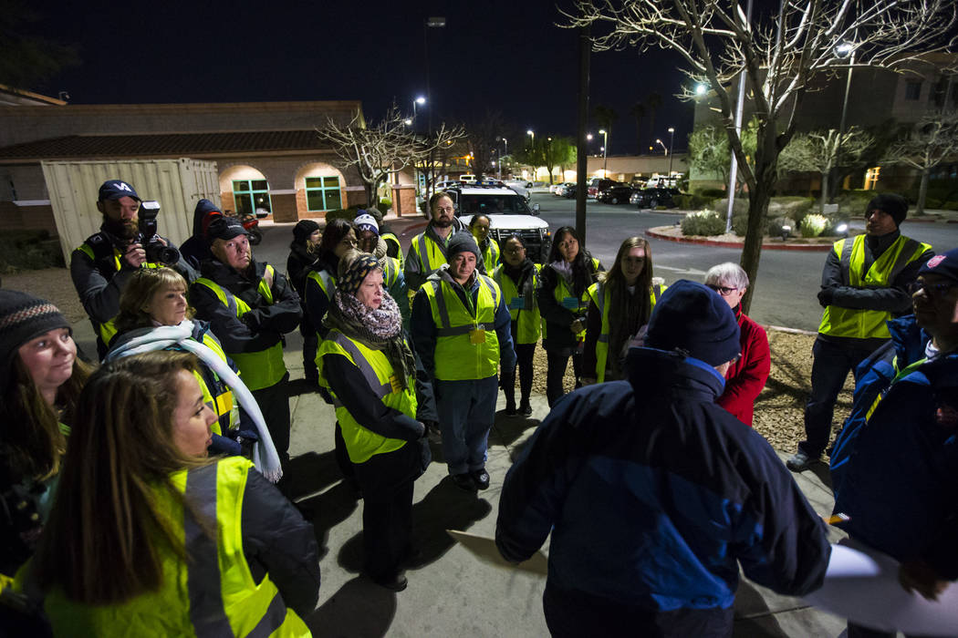 Volunteers and participants gather before heading out for the annual Southern Nevada Homeless C ...