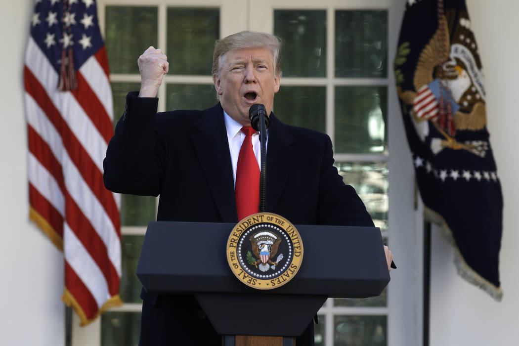 President Donald Trump speaks in the Rose Garden of the White House, Friday, Jan 25, 2019, in Washington. (AP Photo/ Evan Vucci)