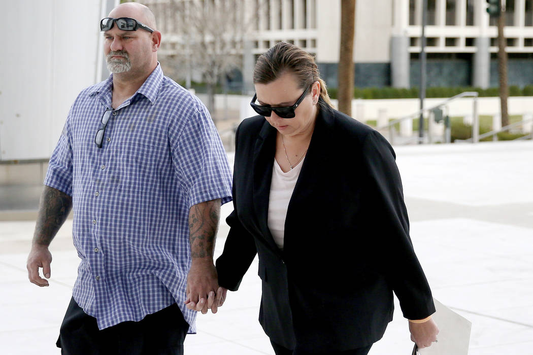 Former Las Vegas Valley Water District worker Jennifer McCain-Bray arrives at the Lloyd George U.S. Courthouse in Las Vegas Tuesday, Jan. 29, 2019, for her sentencing after pleading guilty to stea ...