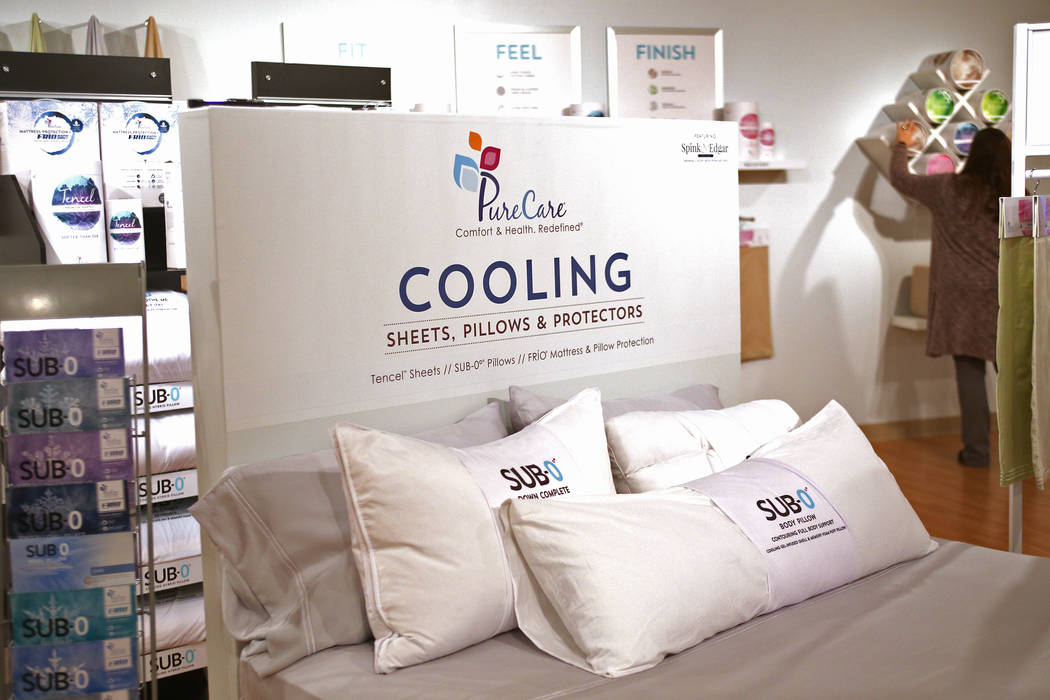 PureCare's cooling bedding at Las Vegas Market at the World Market Center in Las Vegas, Monday, Jan. 28, 2019. A trend that has continued for the past five years is cooling technology in bedding. ...