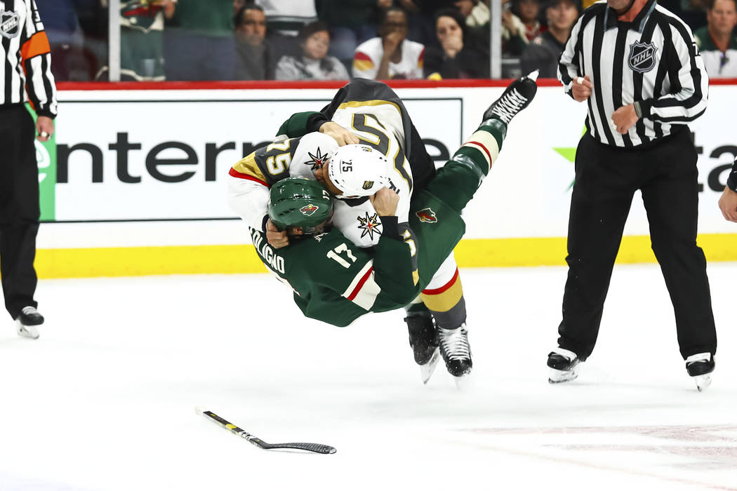 Rangers' Ryan Reaves brawls with Wild's Marcus Foligno, points to his bicep  after fight: 'Too strong