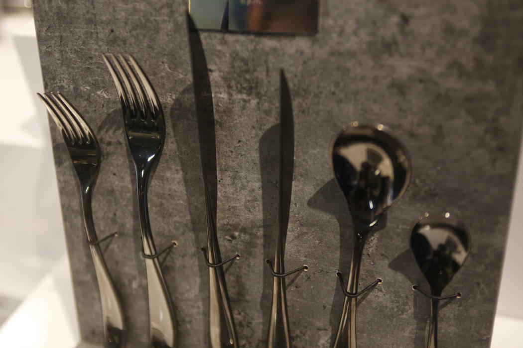 The flatware that's used at the restaurant Lago at the Mepra flatware showroom at the Las Vegas Market at the World Market Center in Las Vegas, Tuesday, Jan. 29, 2019. (Rachel Aston/Las Vegas Revi ...
