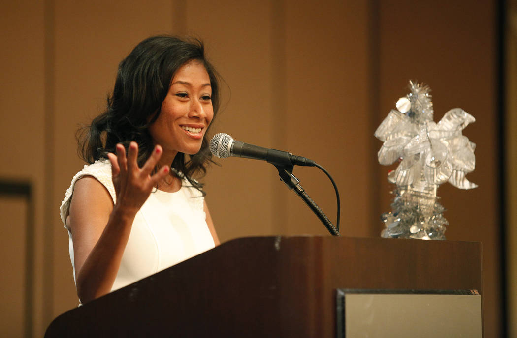 Patricia Lee speaks at the Women's Chamber of Commerce of Nevada awards  luncheon at the Monte Carlo in Las Vegas, Dec. 6, 2013. (John Locher/Las  Vegas Review-Journal) | Las Vegas Review-Journal