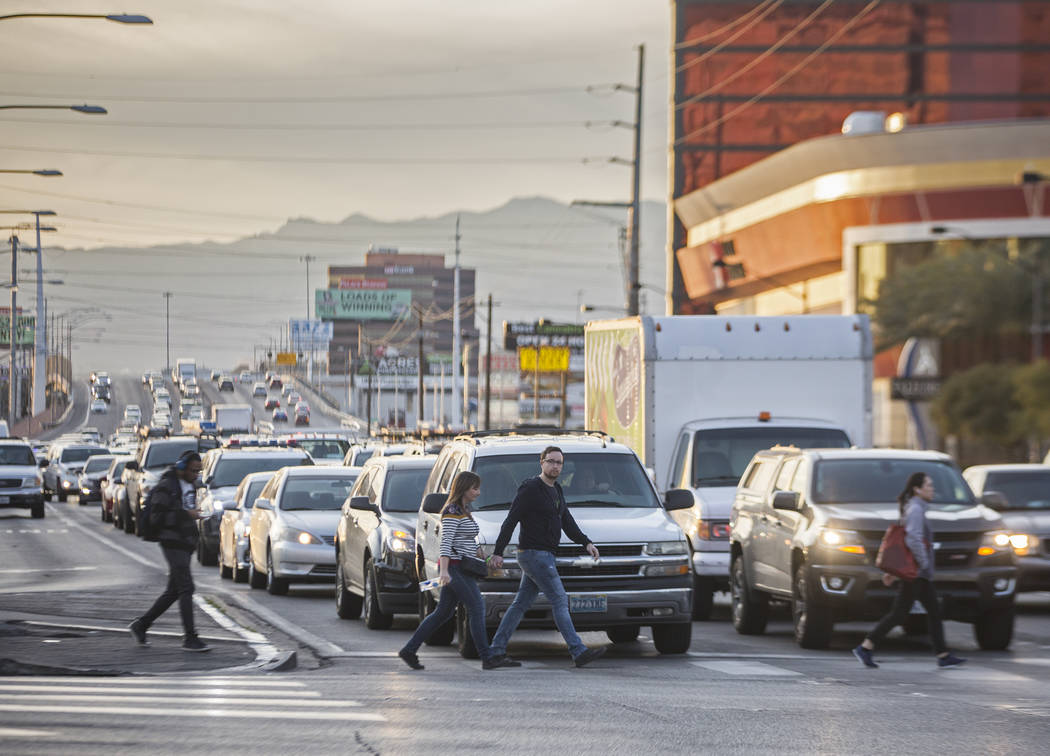 Las Vegas Strip Traffic, Pedestrian bridges and street infr…